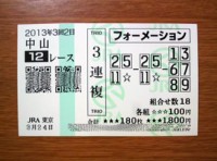 3回2日中山１２レース的中