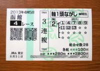 4回5日函館4レース的中