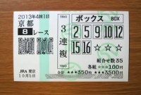 4回1日京都8レース的中