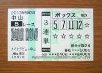 5回3日中山5レース的中