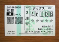2014年2回6日京都4レース的中