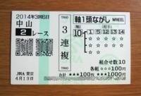 2014年3回6日8中山2レース的中