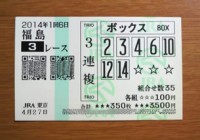 2014年1回6日福島3レース的中