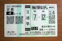 2014年5回5日京都4レース的中/競馬予想無料
