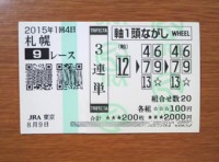 2015年1回4日札幌9レース的中/競馬予想無料